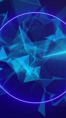 Siyah arkaplanda hareket eden neon şekillerin animasyonu. Şekiller, renkler, ışık ve hareket konsepti dijital olarak oluşturulmuş video.