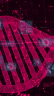 İkili kodlama ile DNA dizilimi, laboratuvarda bilimsel veri animasyonu. Biyoteknoloji, genetik, biyoenformatik, araştırma, analiz, yenilik