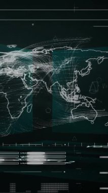 Animation of data processing with mathematical equations on black background. Global technology, computing and digital interface concept digitally generated video.