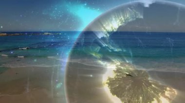 Parlayan kıtalar ve parıltılarla dönen solmuş dünya, sonra da sönen sakin sahili açığa çıkarıyor. Küresel, çevre, teknoloji, yenilik, dinginlik, minimalizm, sürdürülebilirlik