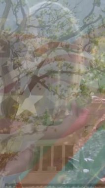 Digital composition of waving us flag against soldier with group of the street. Patriotism armed forces and homecoming concept digitally generated image.