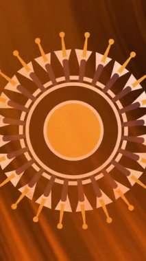 Kahverengi desenli arka planda dönen beyaz ve sarı dekoratif yuvarlak animasyon. Enerji, veri yüklemesi, iletişim ve dijital arayüz arkaplanı dijital olarak oluşturulmuş animasyon.