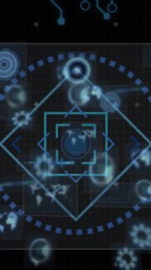 Bilgisayar devre kartından veri işleme animasyonu. Küresel hesaplama, dijital arayüz ve veri işleme kavramı dijital olarak oluşturulmuş video.