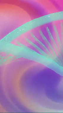 Renkli arkaplan üzerinde DNA ipliği animasyonu. Genetik, biyoteknoloji, moleküler, biyoenformatik, sarmal, kromozom