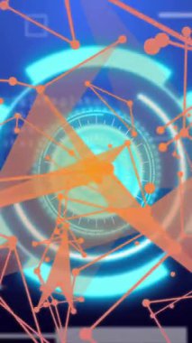 Soyut geometrik şekiller ve dijital bağlantılar mavi arkaplan üzerinde dairesel şekiller ile animasyon. Gelecek, teknoloji, ağ, modern, tasarım