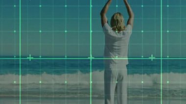 Adam kumsalda kollarını kaldırarak meditasyona hazırlanıyor. Dinginlik, farkındalık, yenilenme, sükunet, refah, uyum, minimalist