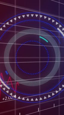 Animation of scope scanning over financial data processing on black background. Global business, finances and digital interface concept digitally generated video.