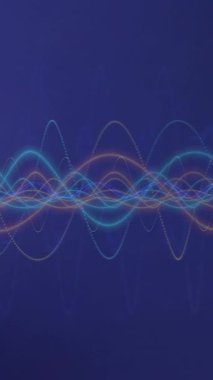 Mavi arka planda hareket eden renkli şekillerin canlandırması. Şekiller, teknoloji ve dijital arayüz konsepti dijital olarak oluşturulmuş video.