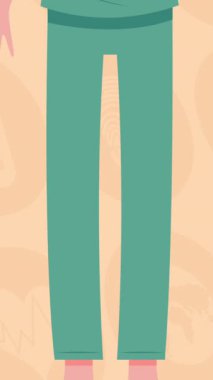 Turuncu arka planda dijital simgelerin üzerine yüz maskesi takan doktorların animasyonu. küresel covid 19 salgın konsepti dijital olarak oluşturulmuş video.