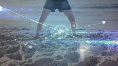 Sahilde oturan kız, parlayan düğümler göründükten sonra, titreşim ağını göstererek sahile çıktı. Denge, esneklik, enerji, canlılık, yenilik, teknoloji, açık hava