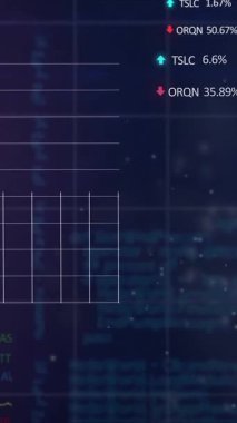 Karanlık arka planda finansal veri işleme animasyonu. Küresel finans, iş, bağlantılar, hesaplama ve veri işleme kavramı dijital olarak oluşturulmuş video.