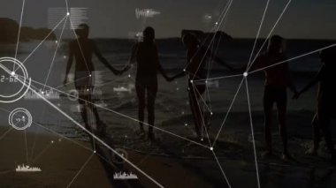 Beş kadın el ele tutuşup ağ üzerinde sörf yaparken yürümeye başlıyorlar. Arkadaşlık, birlik, bağlantı, esneklik, dijital, holografik, uyum