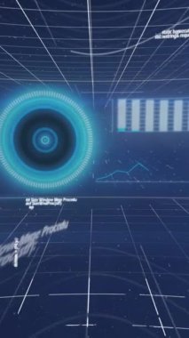 Siyah arkaplanda veri işleme ve tarama animasyonu. Küresel internet güvenlik veri işleme bağlantıları ve dijital arayüz konsepti dijital olarak oluşturulmuş video.