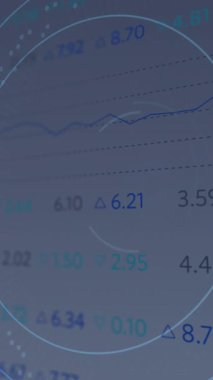 Beyaz arka planda kablosuz ağ ve asma kilidin alım satım tahtasıyla yükleme çemberlerinin animasyonu. Dijital olarak üretilen, hologram, illüstrasyon, koruma, iş, ilerleme ve borsa konsepti.