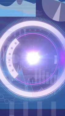 Bilimsel grafik ve veriler üzerinde işlem çemberindeki ışığın animasyonu. küresel bilim, bağlantılar ve dijital arayüz konsepti dijital olarak oluşturulmuş video.