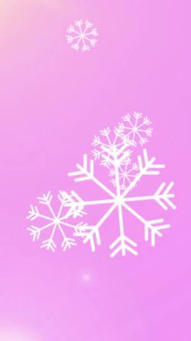 Pembe arka planda düşen kar tanelerinin canlandırması