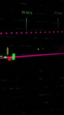 Siyahlara karşı istatistiksel ve finansal veri işleme animasyonu. Küresel finans ve iş teknolojisi kavramı