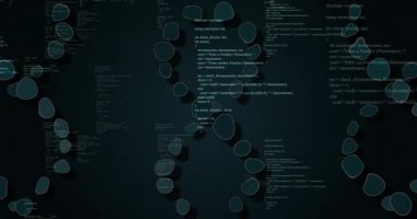 Kodun yanında görünen ve içe doğru sürüklenen oval açılışta titreşen sarmal, DNA 'yı görselleştiriyor. Soyut, teknoloji, yenilik, dijital, geleceksel, bilim, görselleştirme
