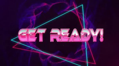 Dönen neon kablo fırlatma hazır olun! Darbe halkası ve lazer izleme üçgenleriyle soluyor. Fütürist, dijital, neon, soyut, teknoloji, hareket, yenilik