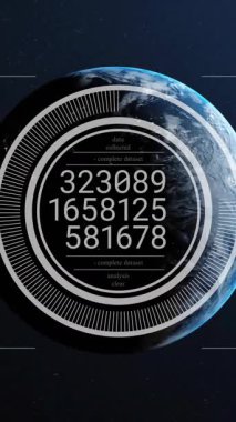 Veri işleme ve dünya çapında tarama animasyonları. Küresel iş ve dijital arayüz kavramı dijital olarak oluşturulmuş video.