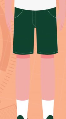 Turuncu arka planda dijital simgelerin üzerine yüz maskesi takan çocuk animasyonu. küresel covid 19 salgın konsepti dijital olarak oluşturulmuş video.