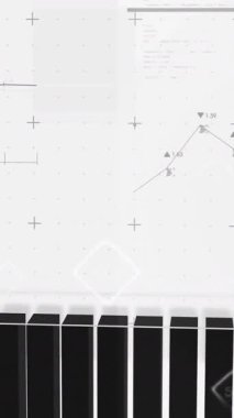 Finansal grafikler ve veriler soyut arka planda siyah beyaz olarak işleniyor. Maliye, veri analizi, istatistik, işletme, ekonomi, analitik