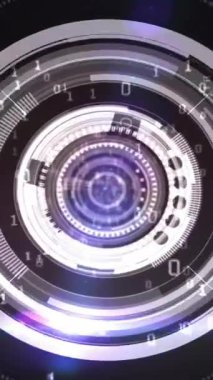 İkili kodlama, dijital veri işleme ve tarama animasyonları. Dijital olarak oluşturulmuş küresel bağlantılar, hesaplama ve veri işleme kavramı.