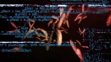 Arıza başladığında, organik iplikler dönen sarmal görselleştirme koduna bağlanır. Soyut, dijital sanat, fütürist, hareket, teknoloji, karmaşıklık, ağ