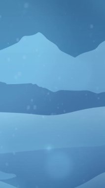 Kış manzarasına yağan karın animasyonu. Noel, gelenek ve kutlama konsepti dijital olarak oluşturuldu.