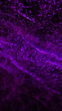 Siyah arkaplandaki ışık noktalarının canlandırması. Şekiller, ışık, hareket ve dijital arayüz konsepti dijital olarak oluşturulmuş video.