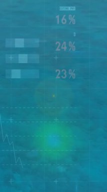Okyanus manzarası arka planında çizimler ve grafiklerle animasyon yaratmak. veri görselleştirme, bilgi grafiği, iş dünyası, tasarım