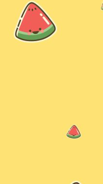 Mor arka planda yüzen karpuz ve armutların animasyonu. Mutfak, yemek hazırlama ve dijital olarak üretilen bir video..