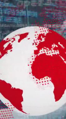 Dijital uzayda küre, veri işleme ve altıgenlerin animasyonu. Ağ, bağlantılar, iletişim ve teknoloji konsepti dijital olarak oluşturulmuş video.