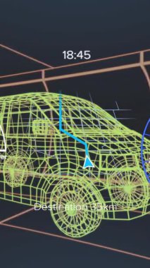 Gösterge paneli hız, sıcaklık ve navigasyon detaylarını gösteriyor. Otomobil, arayüz, dijital, teknoloji, araçlar, araç