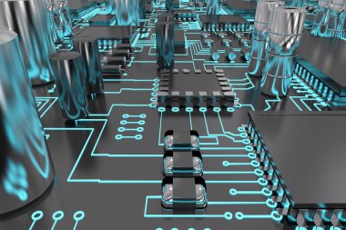 High angle view of circuit board