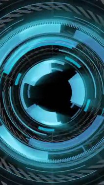 Siyah zemin üzerinde dijital veri işleme ve zincir tünel animasyonu. Dijital olarak oluşturulmuş küresel bağlantılar, hesaplama ve veri işleme kavramı.