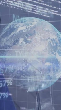 Okulda, maske takan sağlık görevlilerini kapsayan borsa verilerinin animasyonu. Maliye, istatistik, teknoloji, ekonomi, analiz