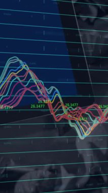 Monitör ve ödeme terminali üzerinden veri işleme animasyonu. küresel alışveriş, iş, dijital arayüz, teknoloji ve ağ konsepti dijital olarak oluşturulmuş video.