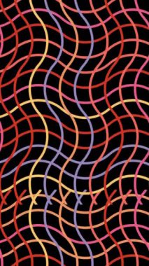 Siyah arkaplana karşı renkli dalgalı çapraz çizgilerin dijital animasyonu. Kusursuz çizimler şablon arkaplan kavramı