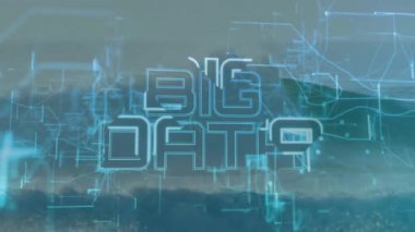 Puslu sırt, analitik için parlayan büyük veri harflerini birleştiren ve oluşturan dijital çizgiler oluşturuyor. Fütürist, teknoloji, soyut, yenilik, dijital, manzaralı, gösterişli