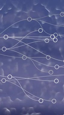 Şehir manzarası üzerindeki bağlantı ve şekillerin animasyonu. Küresel iş, bilgisayar ve dijital arayüz kavramı dijital olarak oluşturulmuş video.