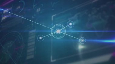 Koyu arkaplanda görünen düğüm düğümler, çizgiler ve ışık çizgileri ile büyüyen ağlar başlatıyor. Fütürist, dijital, bağlantı, soyut, teknoloji, ağ, yenilik