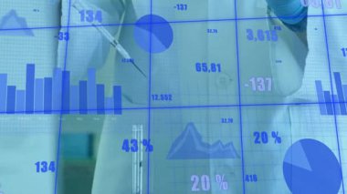 Laboratuvar teknisyeni, veri şebekesini etkinleştirmek, numune dağıtmak ve grafikleri güncellemek için pipete uzanıyor. Bilim, teknoloji, yenilik, araştırma, analiz, kesinlik, modern