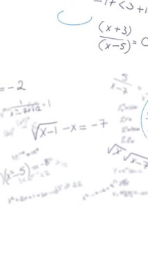 Matematiksel denklemlerin animasyonu, diyagramlar ve formüller beyaz arkaplanda yüzüyor. Okul ve eğitim kavramı