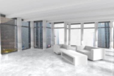 Modern binadaki kanepe ve masanın bilgisayar grafiksel görüntüsü