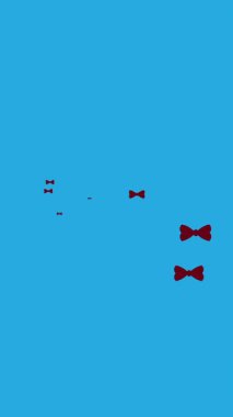 Mavi arka planda süzülen papyonların animasyonu. elbiseler, şekiller ve hareket konsepti dijital olarak oluşturulmuş video.