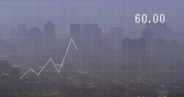 Bulanık ufuk çizgisi ızgarayla kayboluyor, beyaz çizgi grafiği yükseliyor, alanı gölgeliyor veriyi görüntülüyor. Veri görselleştirme, kentsel analitik, fütüristik, teknoloji, dijital, minimalist, endüstriyel