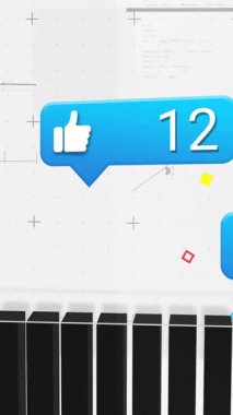 Soyut veri tabloları ve grafikler üzerine sosyal medya bildirimleri. Dijital, teknoloji, analitik, veri görselleştirme, bilgi, fütüristik