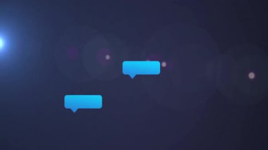 Tek bir mavi sohbet balonu ortaya çıkıyor, sohbet baloncukları kümeleniyor görselleştirici sohbet akışı azalıyor. İletişim, ağ oluşturma, yenilik, dijital, kullanıcı arayüzü, teknoloji, soyut