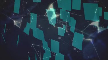 Dönen kablo küresi üzerinde şebeke bulutu oluşturan yüzen deniz mavisi panelleri veri yakınsamasını gösteriyor. Teknoloji, yenilik, dijital, geleceksel, ağ, veri, siber uzay